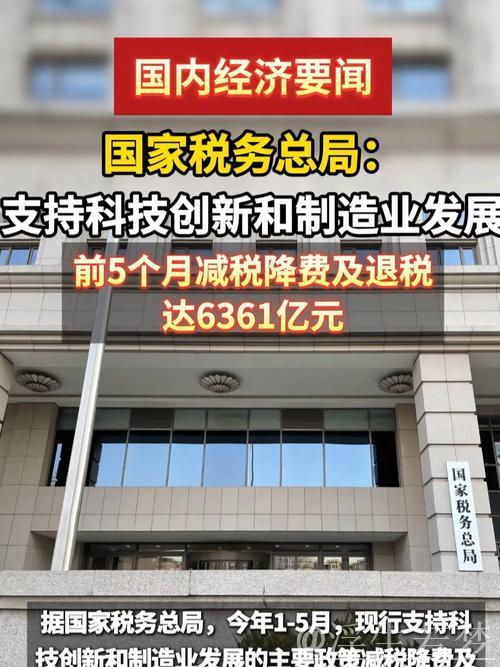 国家税务总局：前5个月为科技创新和制造业发展减税降费及退税超6300亿元